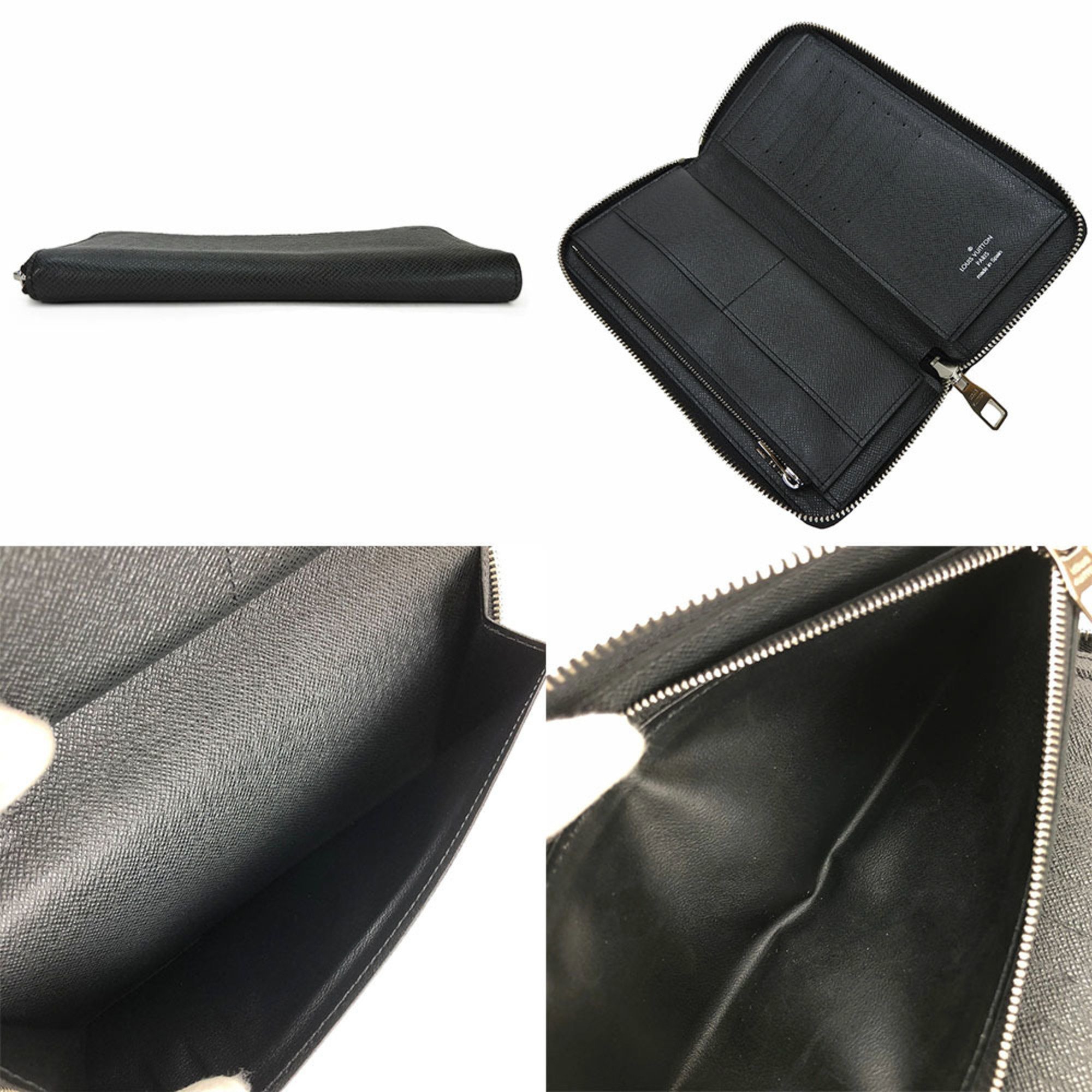 Louis Vuitton Long Wallet Round Zippy Vertical Taiga Black Ardoise Men's M32822 LV Leather Accessories LOUIS VUITTON Zip Around