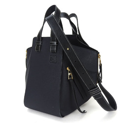 LOEWE Hammock Small Shoulder Bag Handbag 2way Leather Navy Black Chic Ladies shoulder bag leather navy black