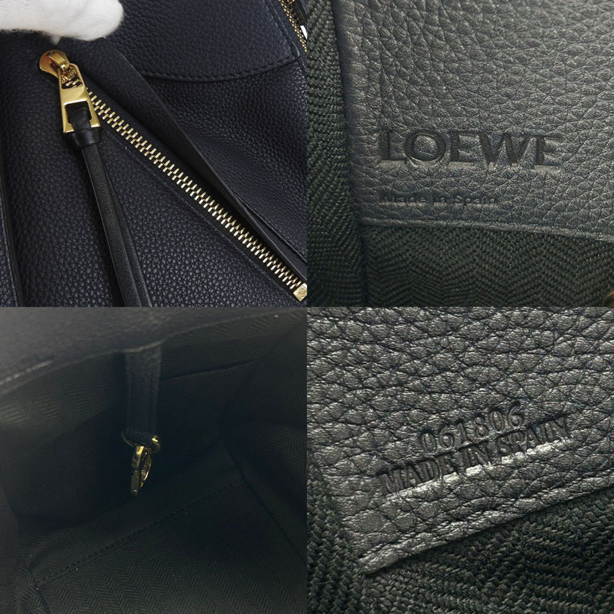LOEWE Hammock Small Shoulder Bag Handbag 2way Leather Navy Black Chic Ladies shoulder bag leather navy black