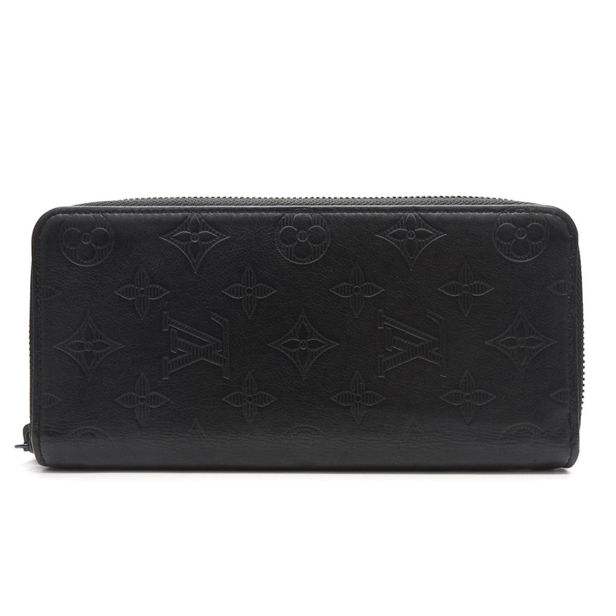 Louis Vuitton Long Wallet Round Zippy Vertical M62902 Monogram Shadow Black Leather Men's LOUIS VUITTON Zip Around black