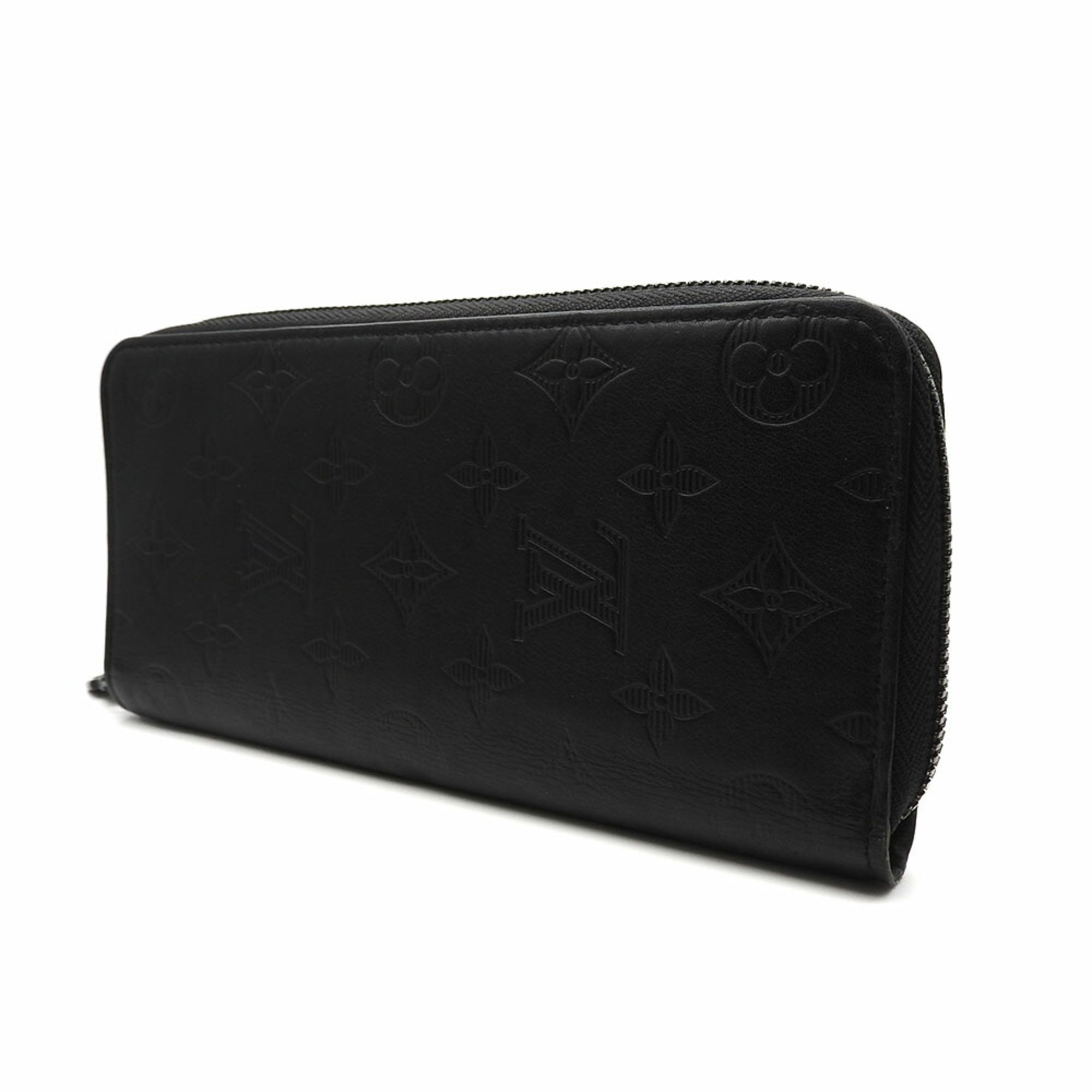 Louis Vuitton Long Wallet Round Zippy Vertical M62902 Monogram Shadow Black Leather Men's LOUIS VUITTON Zip Around black