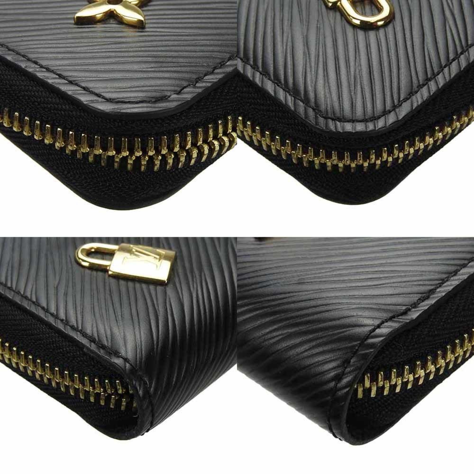 Louis Vuitton Long Wallet Lovelock Zippy Epi Noir Round Black LOUIS VUITTON M63991 Women's LV Leather Zip Around Gold