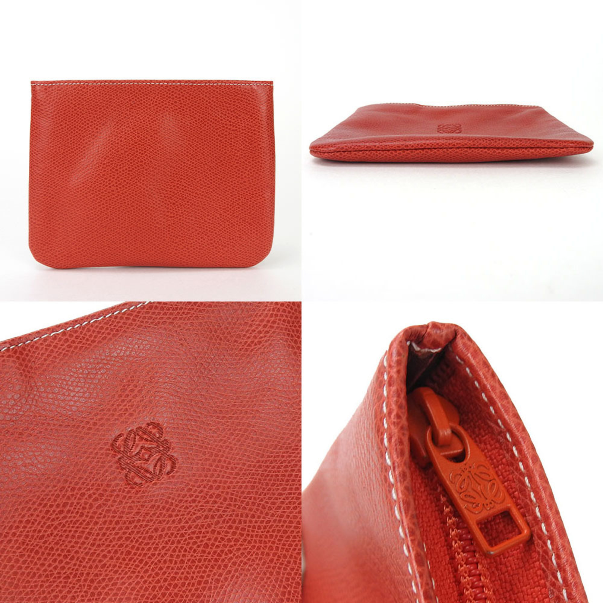 LOEWE pouch leather anagram red ladies accessories