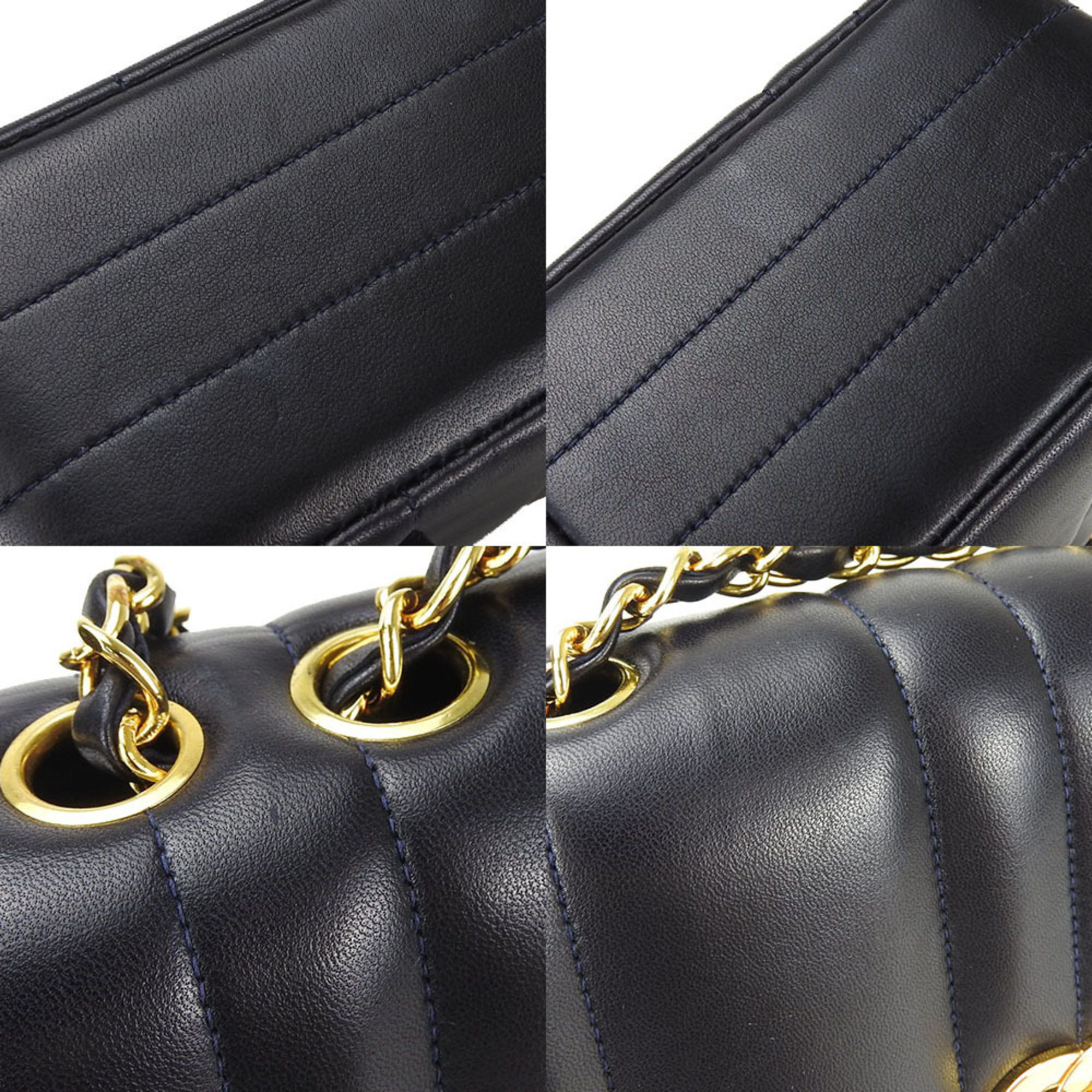 CHANEL Chain Shoulder Bag Mademoiselle Handbag No. 3 A05292 Lambskin Navy Coco Mark Chic Ladies shoulder bag coco leather