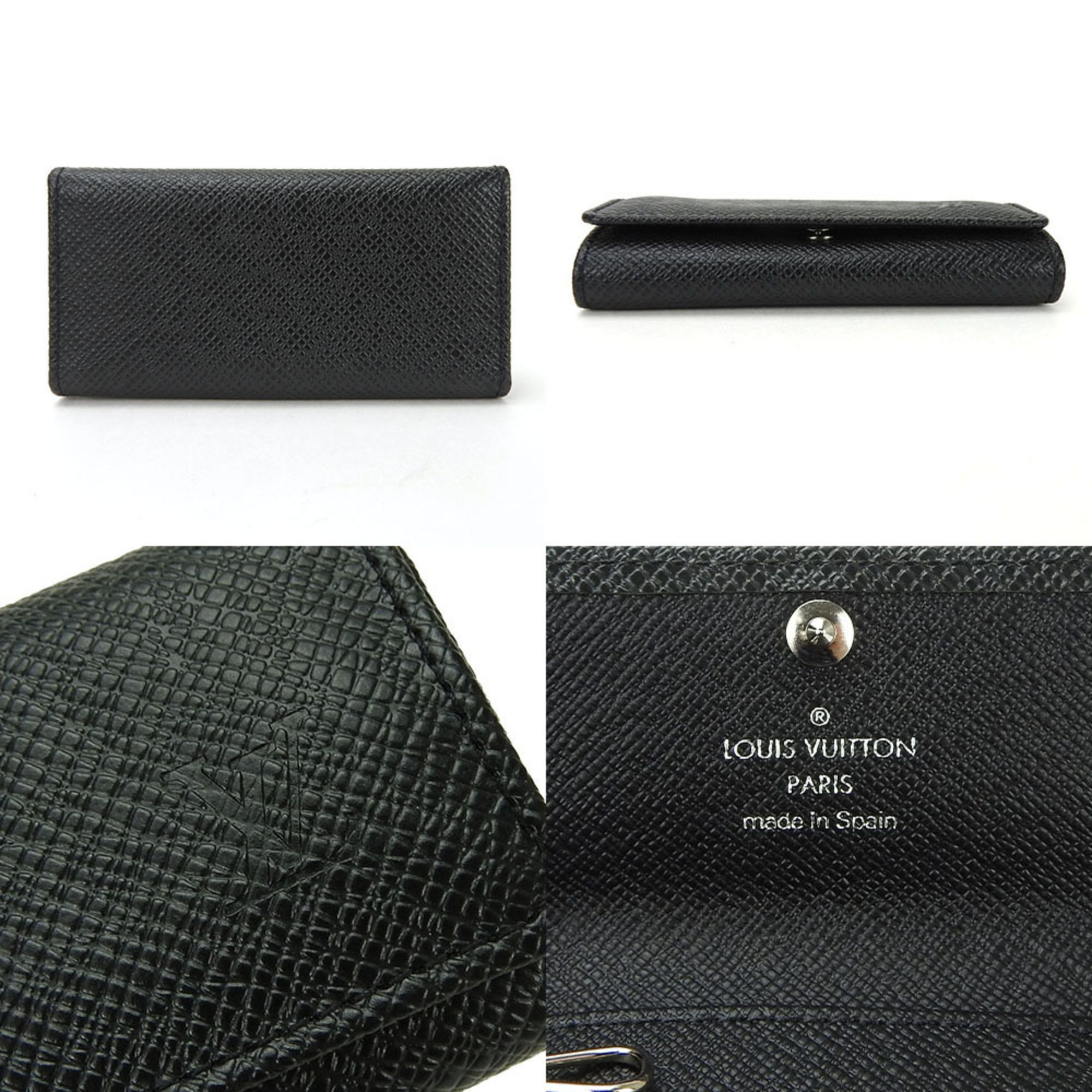 Louis Vuitton Key Case 4 Rows Multicle M30522 Taiga Ardoise Accessories Men Women Unisex LOUIS VUITTON leather kye case