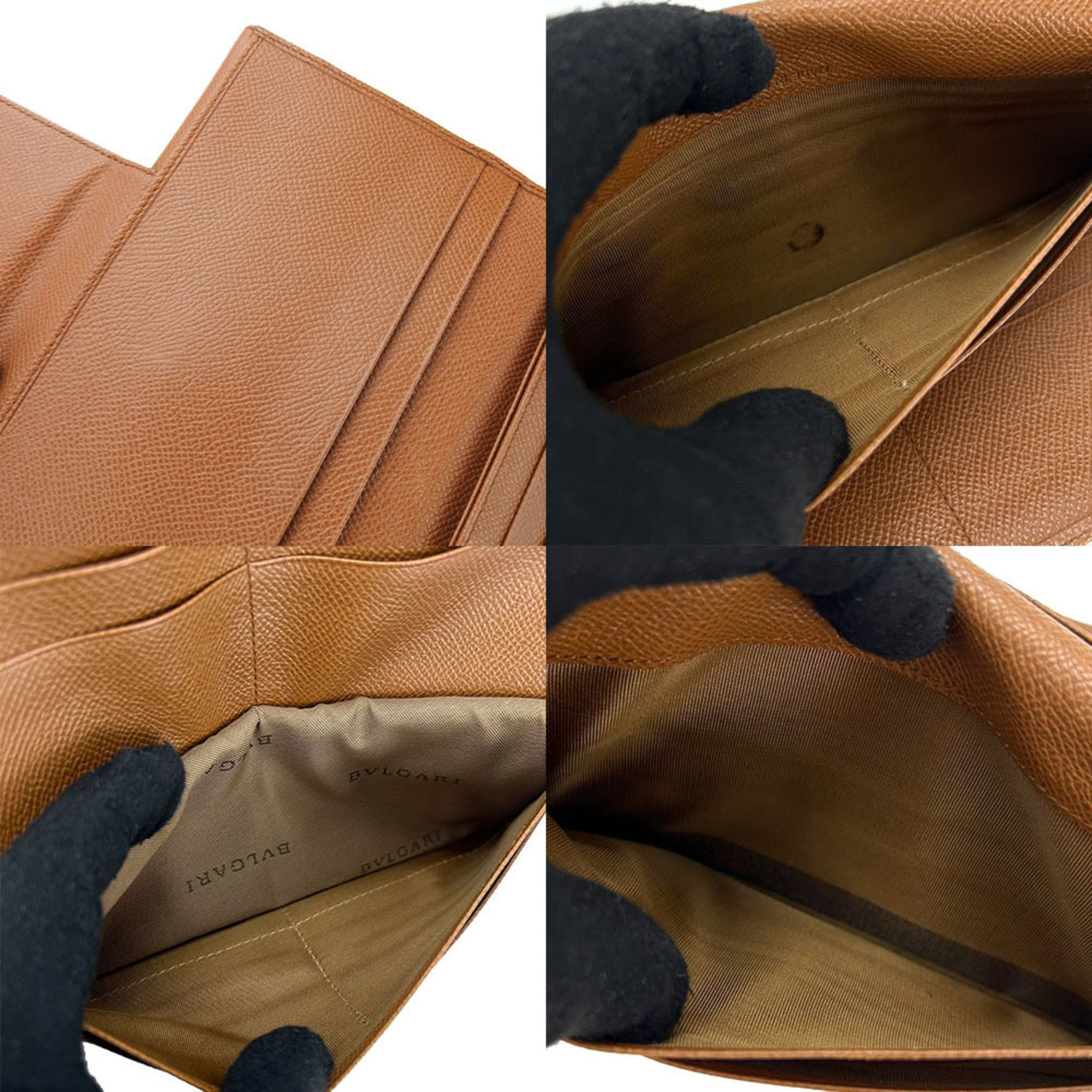 BVLGARI W long wallet Bvlgari leather brown accessories men's women's Wallet Leather Brown