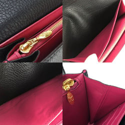 Louis Vuitton Bifold Long Wallet Portefeuille Capucines LOUIS VUITTON M61248 Black Pink Leather Ladies LV Gold