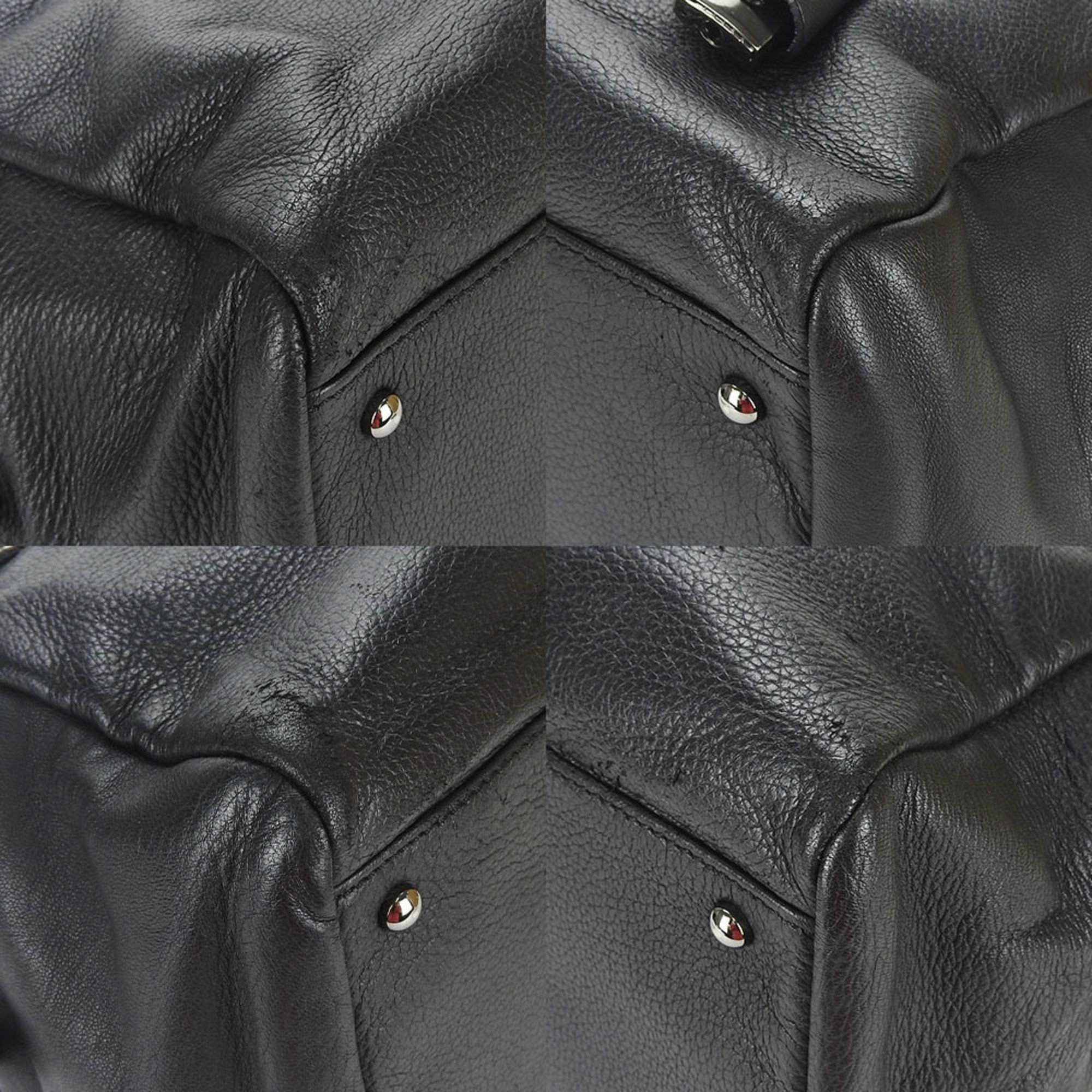 CHANEL chain Boston bag handbag leather black 10 series here mark ladies boston