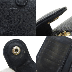 CHANEL Bifold Long Wallet Caviar Skin No. 9 Coco Mark Black Leather Ladies skin Gold