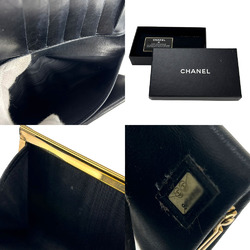CHANEL Bifold Long Wallet Caviar Skin No. 9 Coco Mark Black Leather Ladies skin Gold