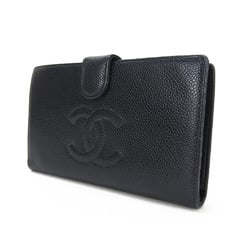 CHANEL Bifold Long Wallet Caviar Skin No. 9 Coco Mark Black Leather Ladies skin Gold