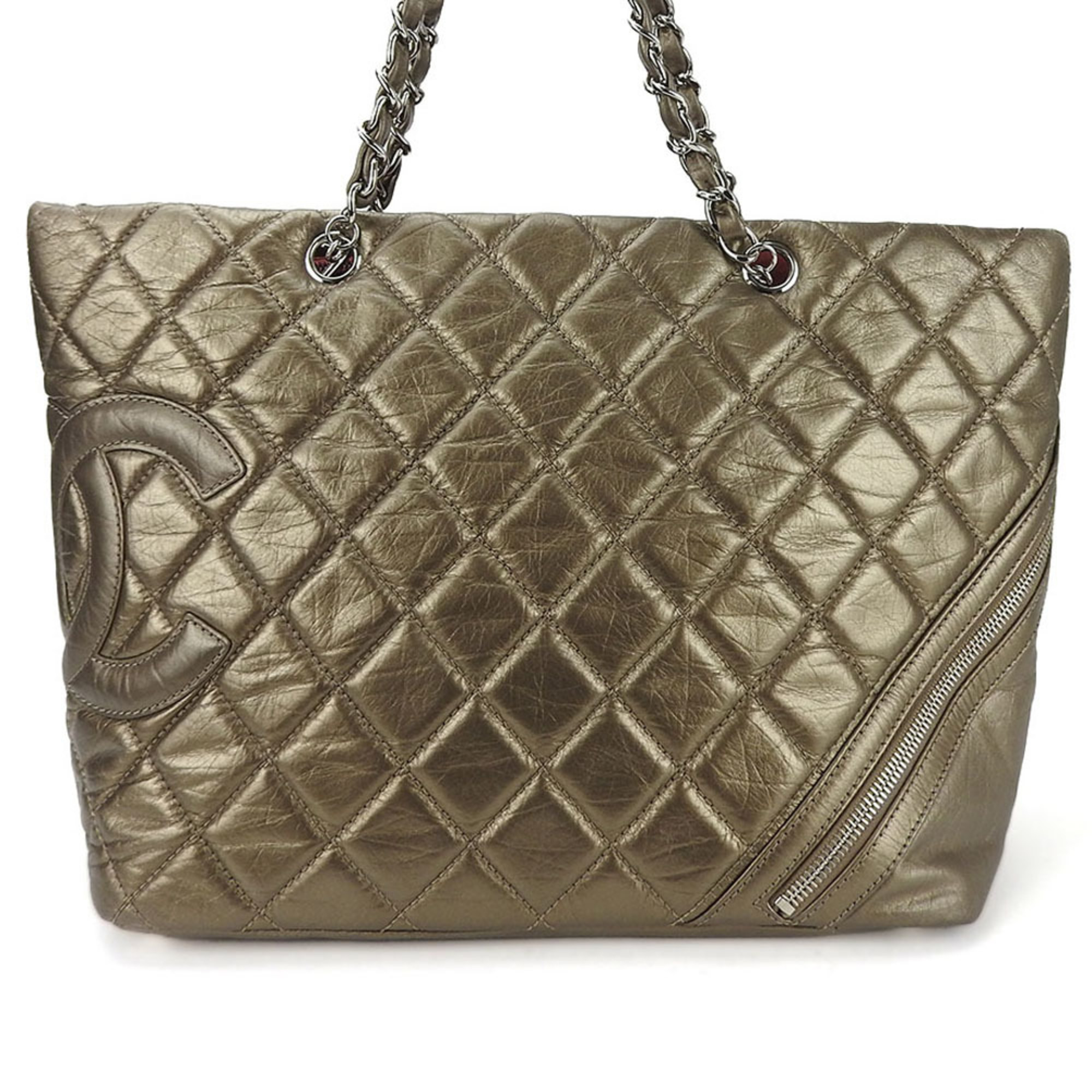 CHANEL tote bag Cambon Line 1 Bronze Coco Mark Ladies coco leather