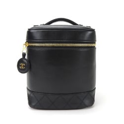 CHANEL Vanity Bag No. 4 Bicolore Leather Cosmetic Pouch Accessories Women's vanity bag pouch black