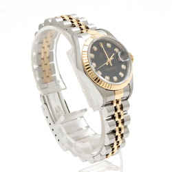 ROLEX Datejust Black Dial SS K18YG 10P Diamond Combination P Number Ladies AT Automatic Watch 79173G