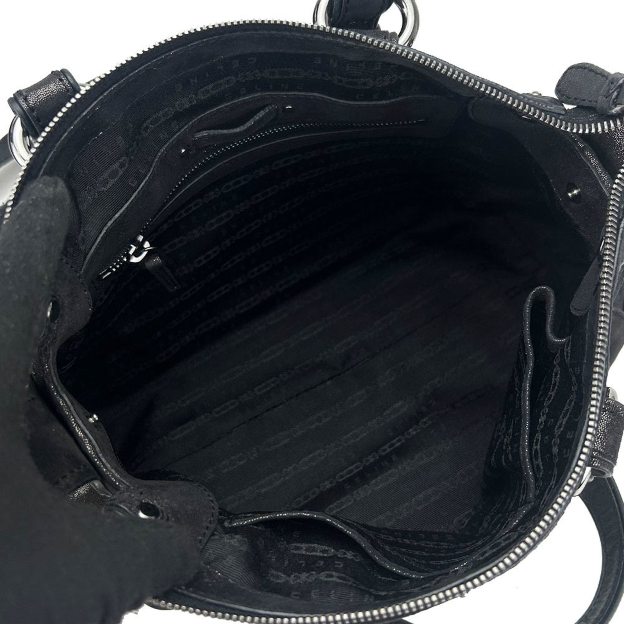 CELINE handbag shoulder bag leather black chic ladies hand