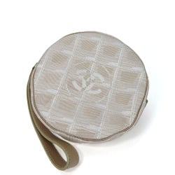 CHANEL Pouch New Line Coco Mark No. 7 Beige Jacquard Nylon Round Accessory Women's pouch coco beige