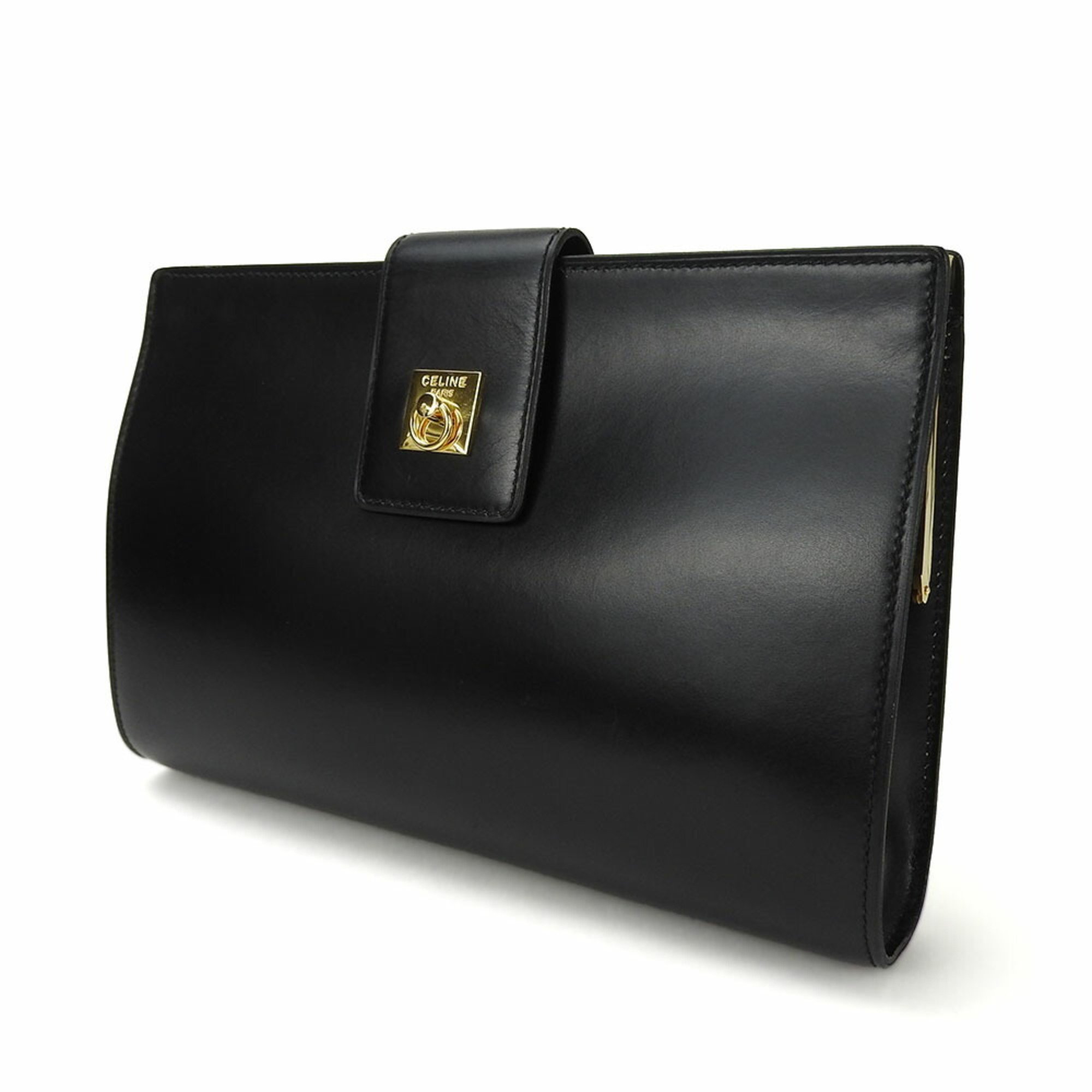 CELINE clutch bag leather black ladies 21905