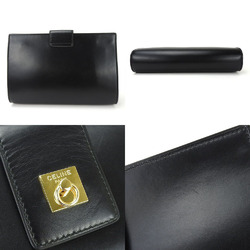 CELINE clutch bag leather black ladies 21905