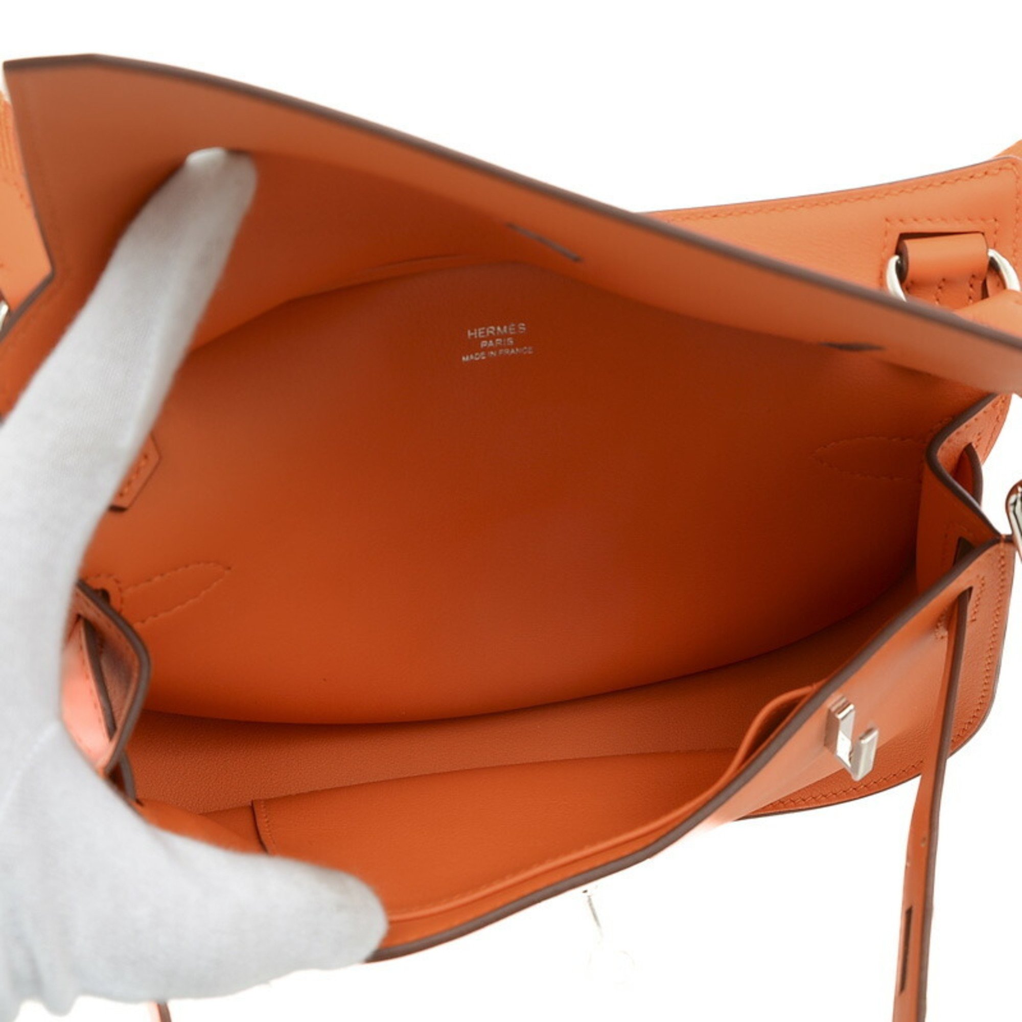 Hermes Gypsier Mini Shoulder Bag Swift Orange Minien Silver Hardware B Engraved
