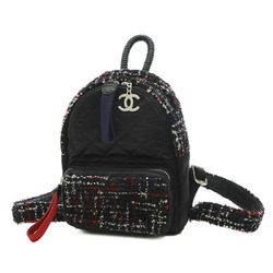 Chanel Matelasse Backpack Rucksack Tweed/Nylon Black