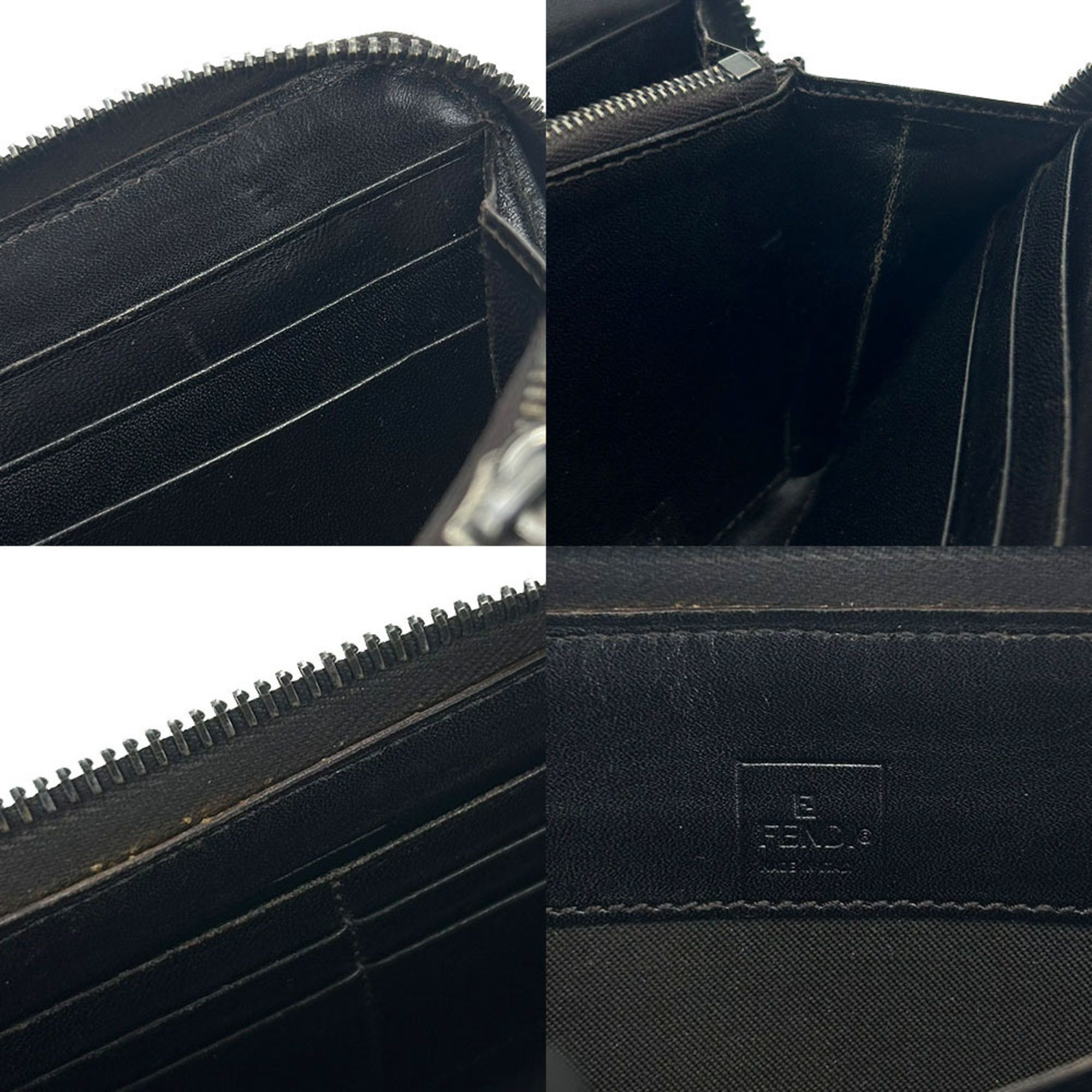 FENDI Zip Around wallet Zucca 8M0024 pattern canvas khaki brown accessory zippy ladies