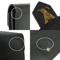 LOUIS VUITTON Long Wallet Portefeuille Lock Me Leather Black M60861 Women's LV Vuitton Initial Gold