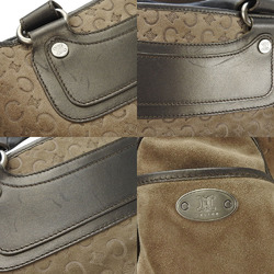 CELINE Hand Bag Boogie Macadam Pattern Leather Suede Khaki Ladies