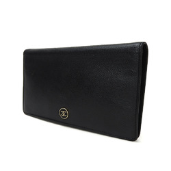 CHANEL bifold long wallet A20904 1 Coco button black leather accessories ladies coco