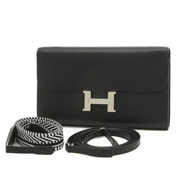 Hermes Constance Two Go Wallet Evercolor Black with separate bandouliere