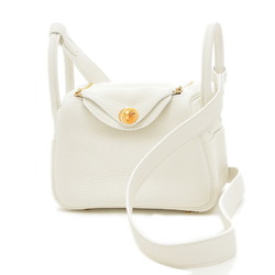 Hermes Lindy Mini Handbag Taurillon Clemence New White Gold Hardware B Stamped