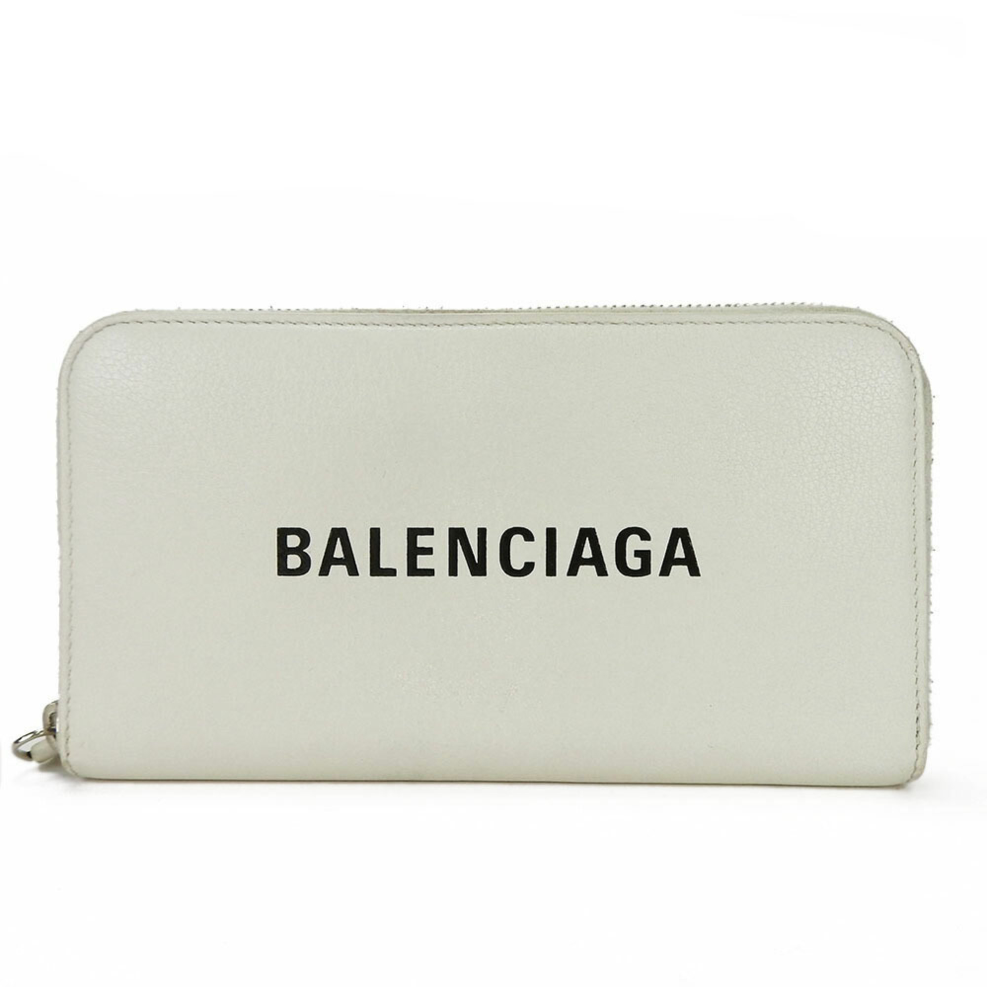 Balenciaga 505052 Round Long Wallet Leather White Unisex Women's Men's BALENCIAGA Zip Around leather white