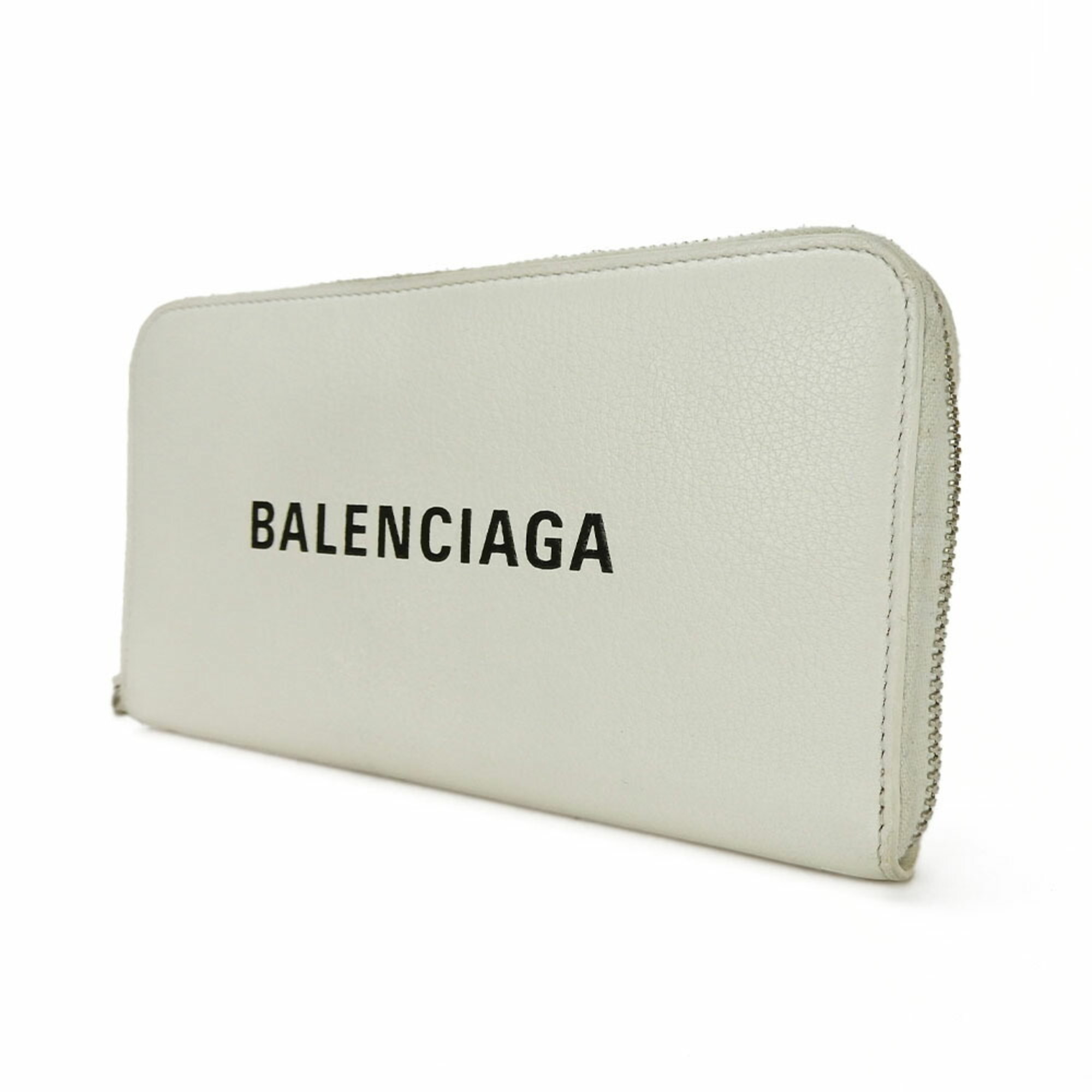 Balenciaga 505052 Round Long Wallet Leather White Unisex Women's Men's BALENCIAGA Zip Around leather white