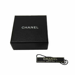 CHANEL Earrings Coco Mark Gold 04P Black Flower Rhinestone Plated Accessories Women's