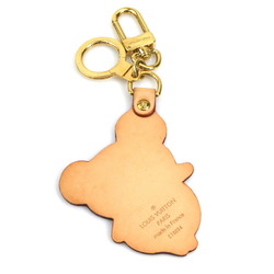 LOUIS VUITTON Charm Keychain Keyring Leather Natural Unisex M62637