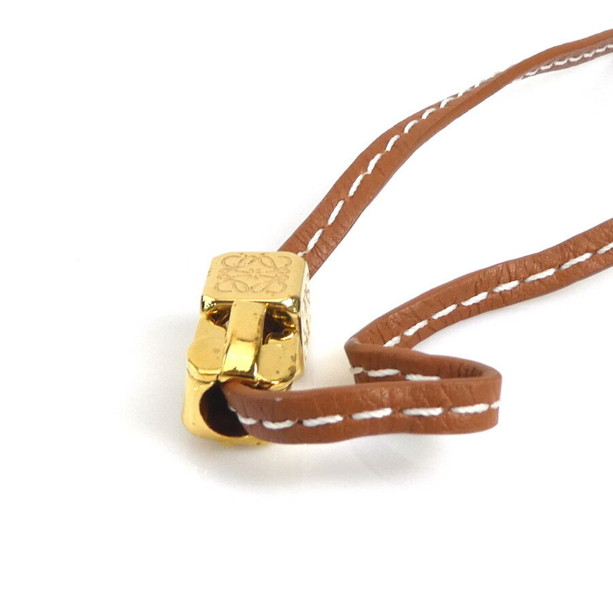 LOEWE Necklace Leather/Metal Brown Unisex