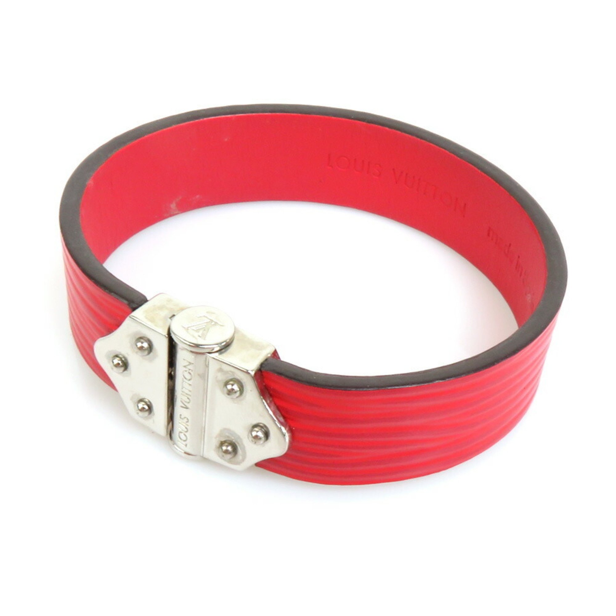 Louis Vuitton LOUIS VUITTON Bracelet Epi Leather/Metal Red/Silver Women's M6753