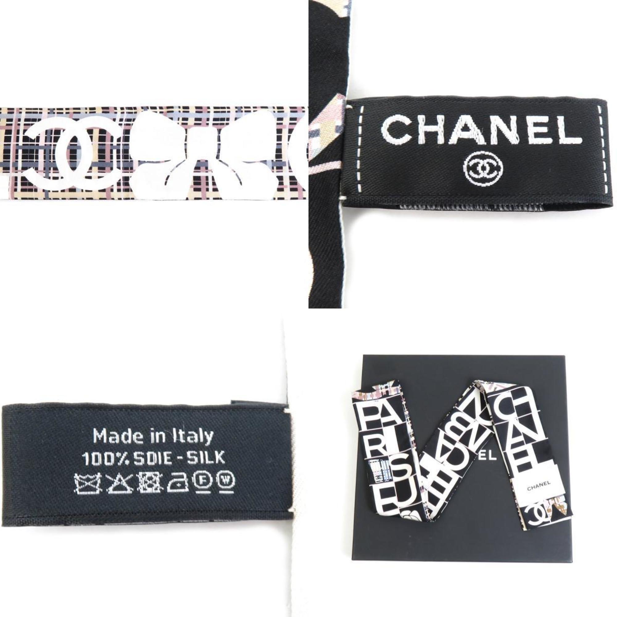 CHANEL Scarf Silk Black Women's