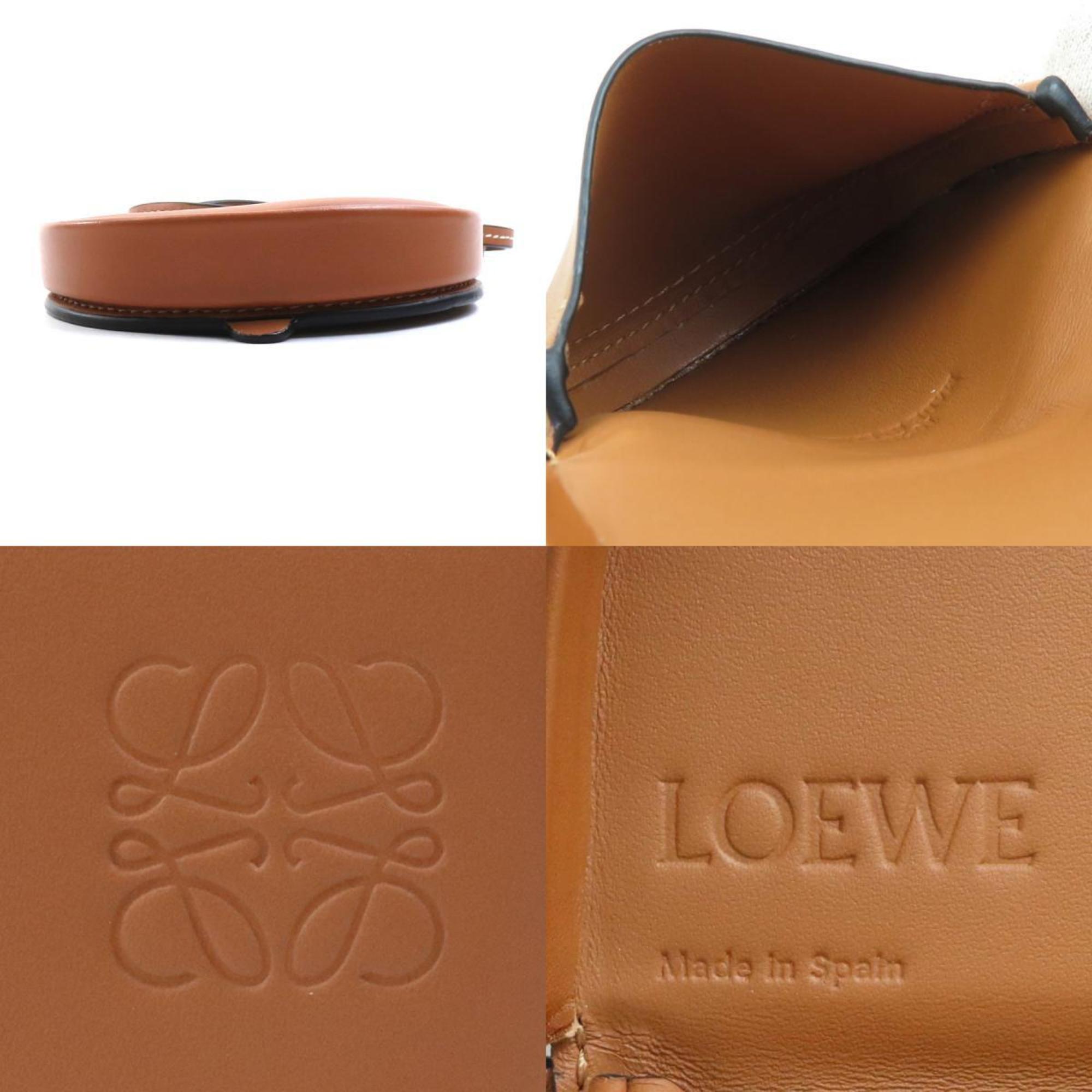 LOEWE Coin Case Mini Pouch Heel Leather Brown Unisex