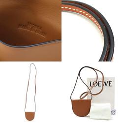 LOEWE Coin Case Mini Pouch Heel Leather Brown Unisex