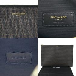 Saint Laurent SAINT LAURENT Clutch Bag/Coated Leather Brown Men's