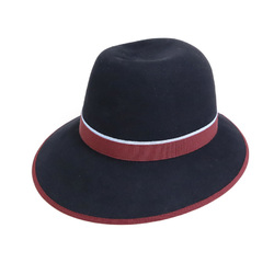 HERMES Hat Wool Black x Bordeaux Light Blue Unisex