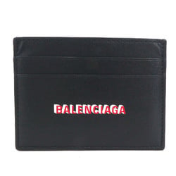 BALENCIAGA Card Case Pass Leather Black Unisex