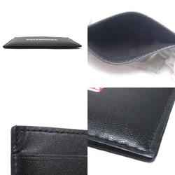 BALENCIAGA Card Case Pass Leather Black Unisex