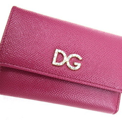 Dolce & Gabbana Trifold Wallet BI0924 Purple Leather Compact Stone Ladies DOLCE&GABBANA