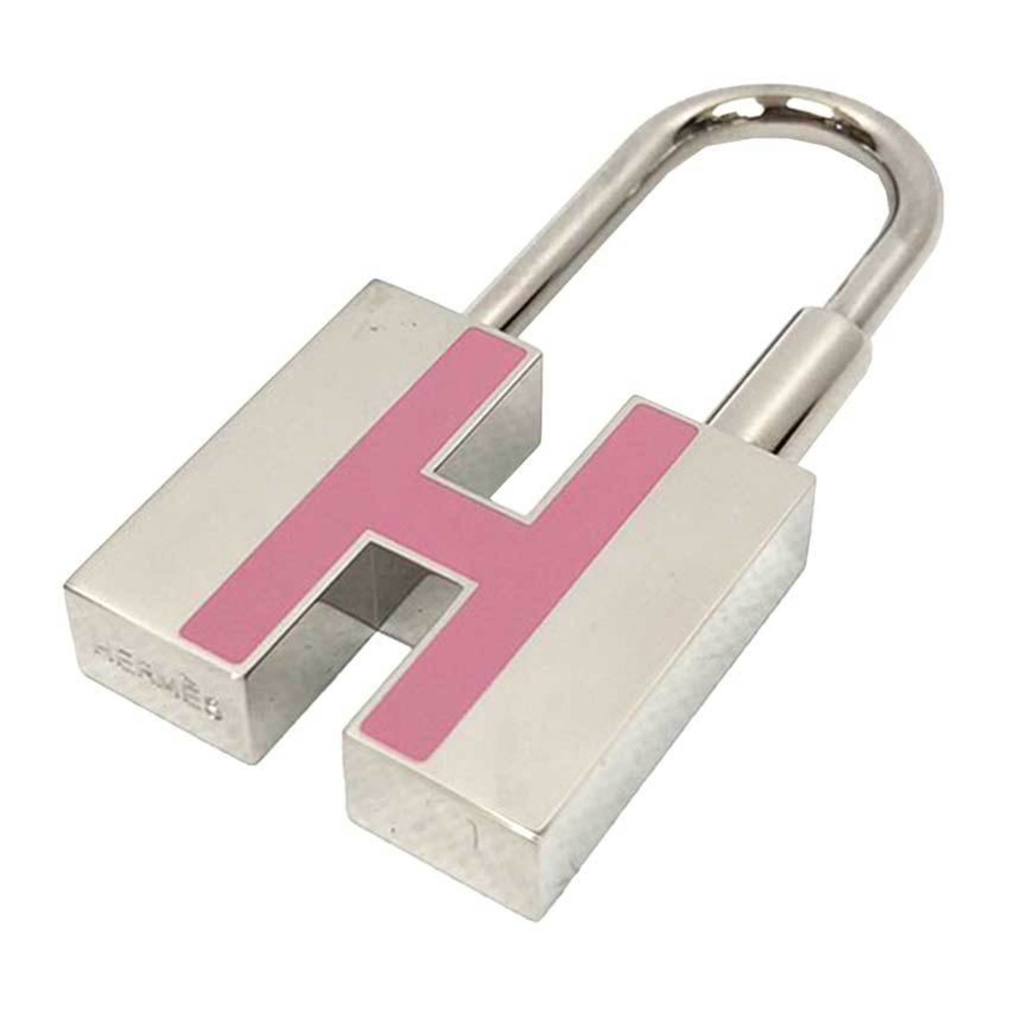 HERMES Key Hook Keychain Bag Charm H Cadena Light Pink/Silver Hermes