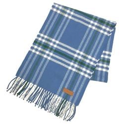 HERMES Hermes muffler check light blue 100% cashmere stole shawl