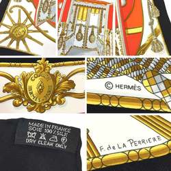 HERMES Hermes Scarf Muffler Carre 70 COACH Carriage f.de la perriere Silk Black x White Gold