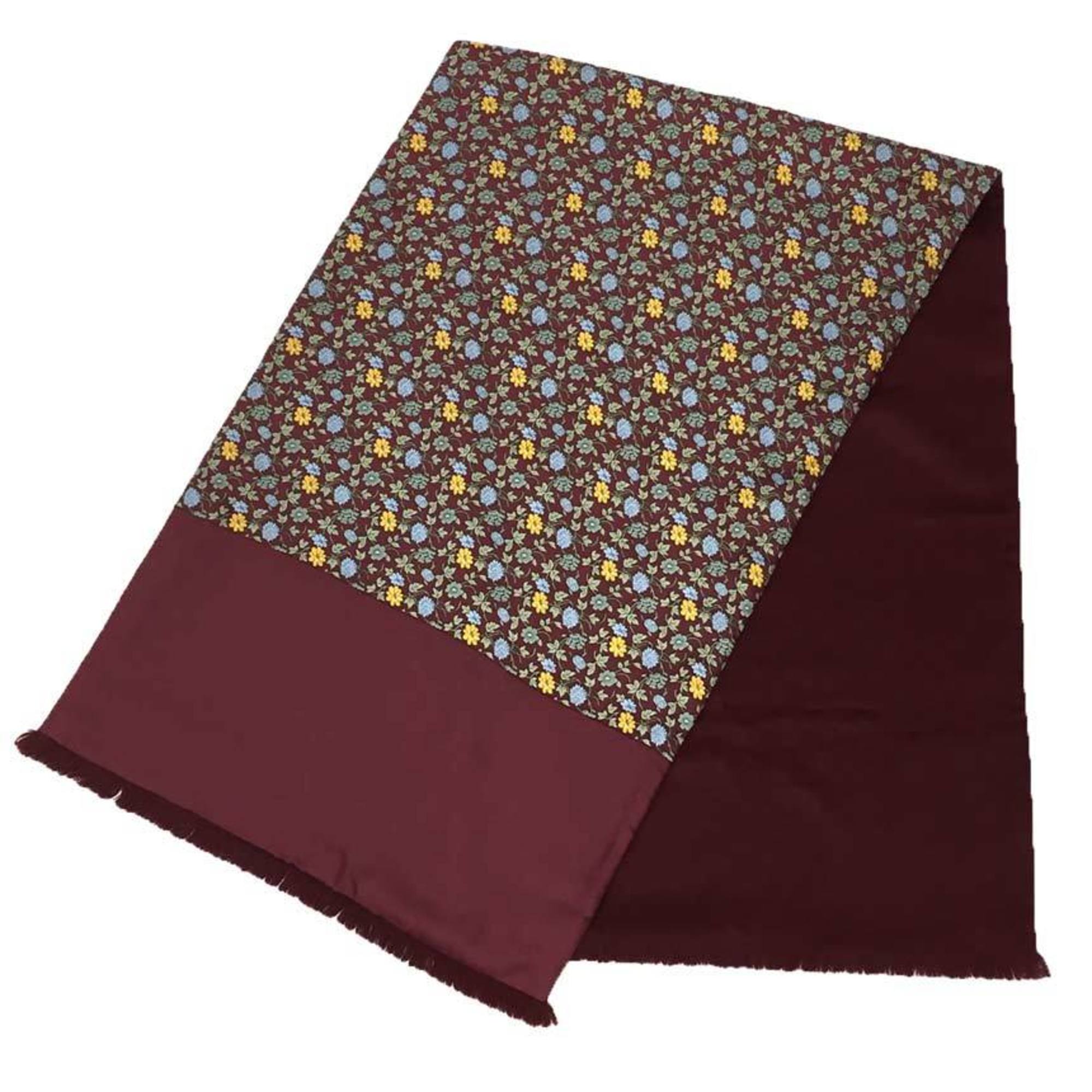 HERMES Hermes muffler stole reversible silk Angora Bordeaux flower