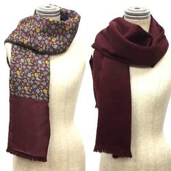 HERMES Hermes muffler stole reversible silk Angora Bordeaux flower