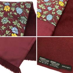 HERMES Hermes muffler stole reversible silk Angora Bordeaux flower